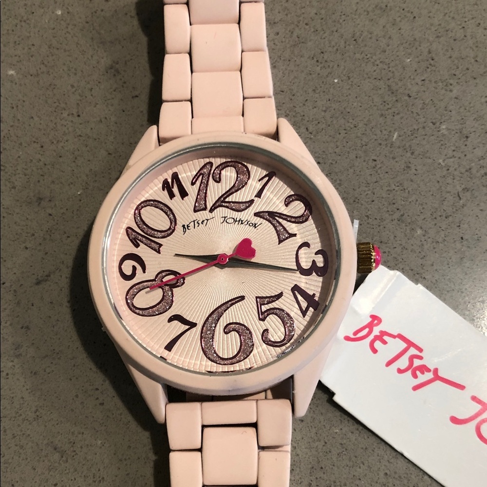 Betsey Johnson NWT Never Worn Blush Pink with Heart & Pink Glitter Numbers